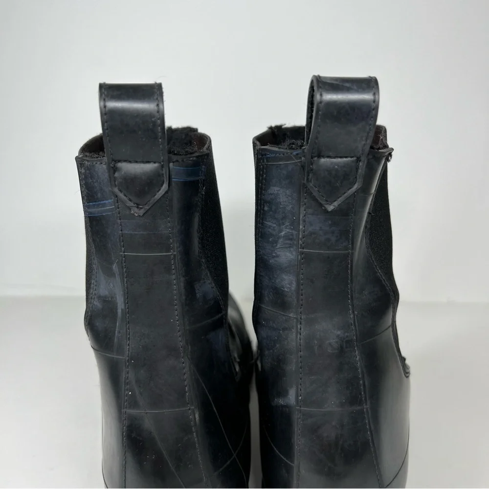 SYLVEN NEW YORK Raen Faux Fur Lined Chelsea Rain Boot In Black Womens Size 11